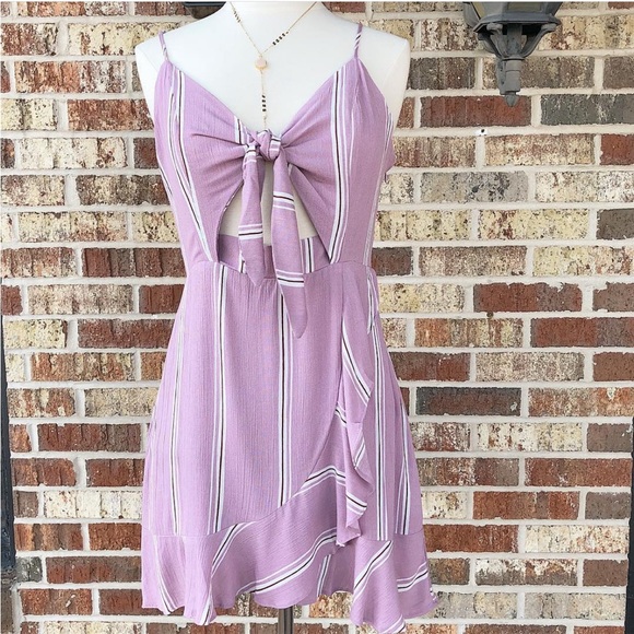 Cotton Candy Dresses & Skirts - Cotton Candy LA Pink Striped Keyhole Front Mini Dress